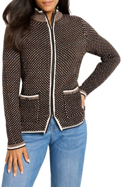 Nic + Zoe Nic+zoe Brick Stitch Knit Jacket In Multi