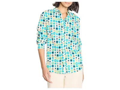 Nic + Zoe Bright Spot Cotton Crinkle Shirt In Blue