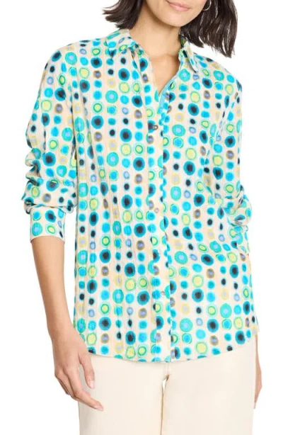 NIC + ZOE NIC+ZOE BRIGHT SPOT CRINKLED COTTON BUTTON-UP SHIRT