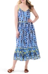 Nic + Zoe Brushstroke Blues Cotton Sundress In Blue Multi