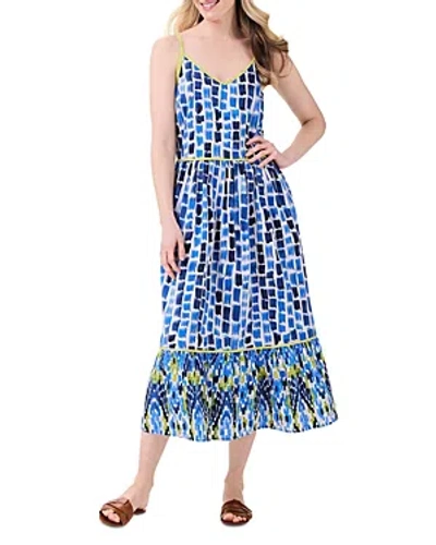 Nic + Zoe Brushstroke Blues Cotton Sundress In Blue Multi