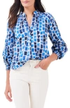Nic + Zoe Brushstrokes Print Pullover Top In Blue Multi