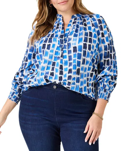 Nic + Zoe Nic+zoe Plus Brushstroke Blues Top