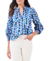 Nic + Zoe Brushstrokes Print Pullover Top In Blue
