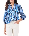 Nic + Zoe Brushstrokes Print Pullover Top In Blue Multi