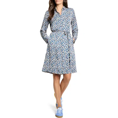 Nic + Zoe Nic+zoe Devon Brushstrokes Print Dress In Blue