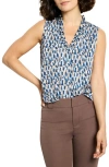 Nic + Zoe Nic+zoe Brushstrokes Ruffle Sleeveless Top In Blue
