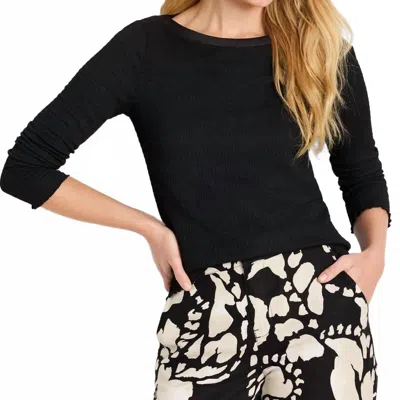 NIC + ZOE BUBBLE KNIT TOP IN BLACK ONYX