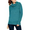 Nic + Zoe Bundle Up Womens Side Slit Knit Pullover Sweater In Blue