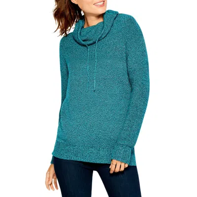 Nic + Zoe Bundle Up Womens Side Slit Knit Pullover Sweater In Blue