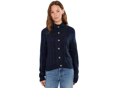 Nic + Zoe Cable Knit Cardigan Women's Sweater Dark Indigo: Lg, Acrylic In Blue
