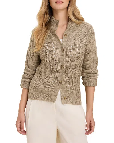 Nic + Zoe Nic+zoe Cable Knit Mock Neck Cardigan In Multi