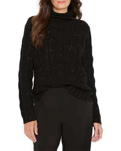 Nic + Zoe Nic+zoe Cable Knit Sparkle Sweater In Black