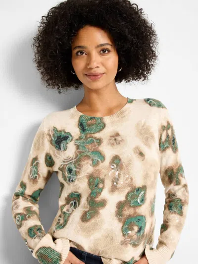 Nic + Zoe Callie Camo Shine Sweater In Neutral Multi