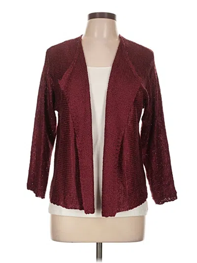 Pre-owned Nic + Zoe Cardigan Sweater In Burgundy