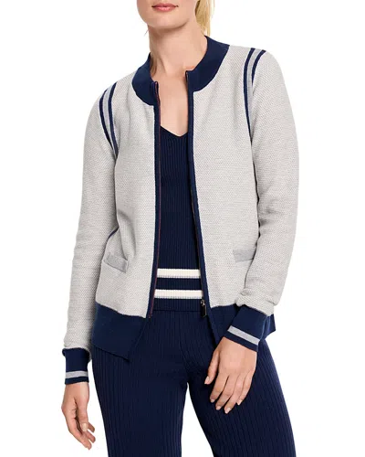 Nic + Zoe Nic & Zoe Zip Front Tipped Sweater Cardigan In White
