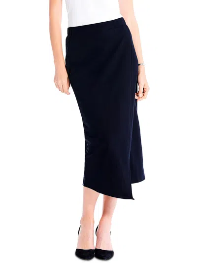 Nic + Zoe Cascade Womens Mid Rise Midi Wrap Skirt In Black