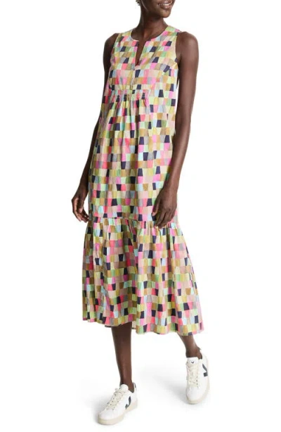 Nic + Zoe Nic+zoe Cece Colorfield Sleeveless Stretch Cotton Dress In Green Multi