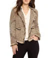 Nic + Zoe Chain Trim Fringe Mix Knit Jacket In Neutral Mix In Multi