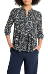 Nic + Zoe Nic+zoe Cheetah Pintuck Button-up Shirt In Blue