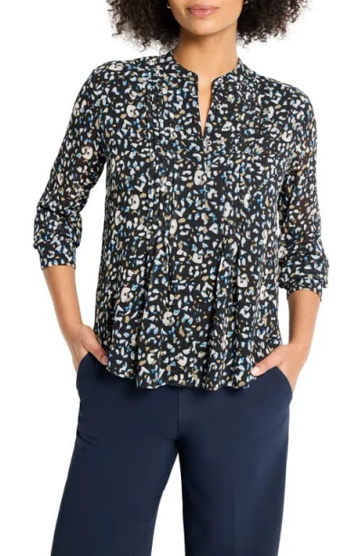 Nic + Zoe Nic+zoe Cheetah Pintuck Button-up Shirt In Blue