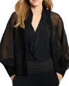 Nic + Zoe Nic+zoe Chiffon Crush Mixed Media Cardigan In Black