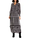 Nic + Zoe Dot Ruffle Smocked Long Sleeve Chiffon Maxi Dress In Black