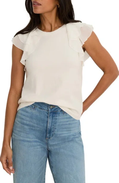 Nic + Zoe Nic+zoe Chiffon Drift Mixed Media Top In White
