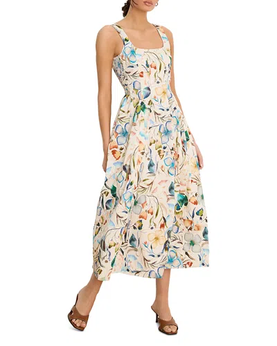 Nic + Zoe Nic+zoe Chloe Pressed Flowers Midi Dress In Neutral