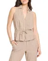 Nic + Zoe Nic+zoe Cotton & Linen Drawstring Vest In Brown Mix