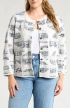 Nic + Zoe Nic+zoe Circle Sequence Three-quarter Sleeve Knit Jacket In Cream Multi