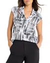 Nic + Zoe City Blocks Tech Stretch Snap Neck Tank In Black Multi