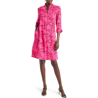 Nic + Zoe Nic+zoe Clashy Petals Ruffled French Terry Dress In Pink Multi