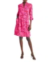 Nic + Zoe Nic+zoe Clashy Petals Ruffled French Terry Dress In Pink Multi