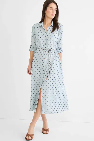 Nic + Zoe Clipped Dot Liana Shirt Dress In Blue Multi