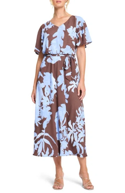 Nic + Zoe Nic+zoe Cloud Blossom Brooke Midi Dress In Brown Multi