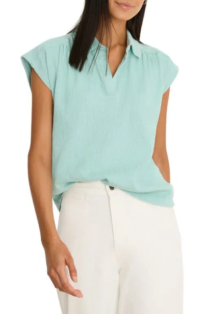 Nic + Zoe Nic+zoe Coastal Crinkle Cotton Blend Top In Green
