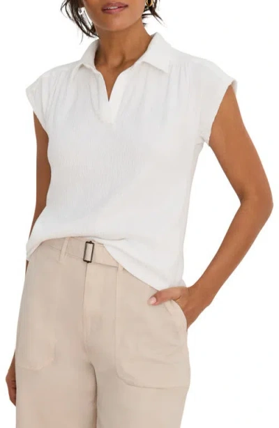 Nic + Zoe Nic+zoe Coastal Crinkle Cotton Blend Top In White