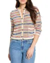 Nic + Zoe Nic+zoe Coastal Crochet Knit Jacket In Multi
