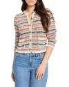 Nic + Zoe Nic+zoe Coastal Crochet Knit Jacket In Neutral Multi