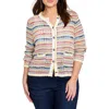 Nic + Zoe Nic+zoe Coastal Crochet Knit Jacket In Neutral Multi