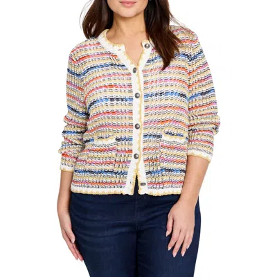 Nic + Zoe Nic+zoe Coastal Stripe Cotton Blend Sweater In Neutral Multi