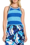 Nic + Zoe Nic+zoe Coastline Stripe Sweater Tank In Blue Multi
