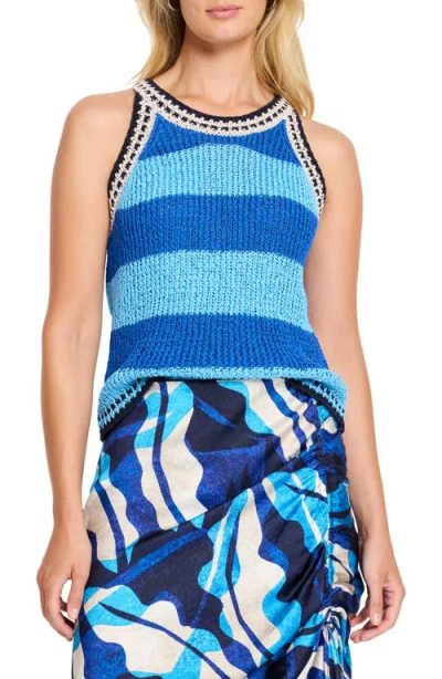 Nic + Zoe Nic+zoe Coastline Stripe Sweater Tank In Blue Multi