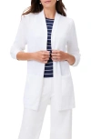 Nic + Zoe Nic+zoe Lightweight Long Linen-blend Cardigan In Paper White