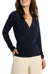 Nic + Zoe Collared Wrap Top In Dark Indigo