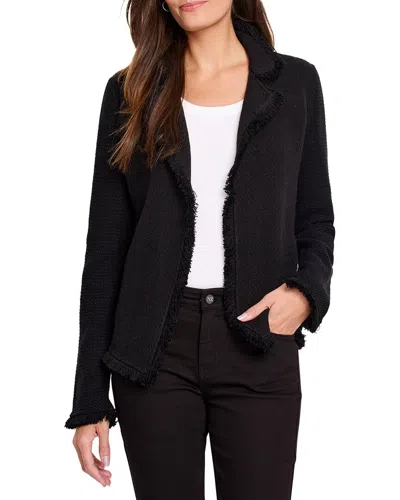 NIC + ZOE NIC+ZOE COLLARED FRINGE MIX KNIT JACKET