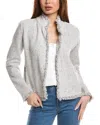 Nic + Zoe Nic+zoe Collared Fringe Mix Knit Jacket In White
