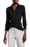 Nic + Zoe Nic+zoe Collared Lace Jacquard Knit Top In Black Onyx