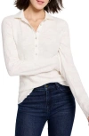 Nic + Zoe Nic+zoe Collared Lace Jacquard Knit Top In Classic Cream